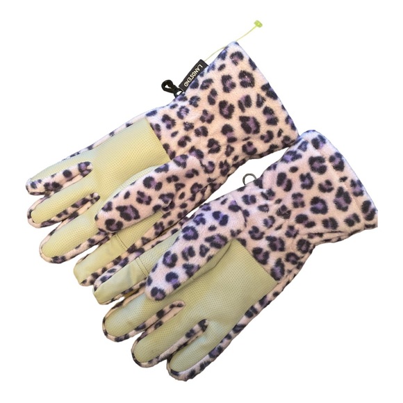 NWOT Lands End girls gloves. Lavender cheetah print sz L 6 1/8-6 3/4 - Picture 2 of 4
